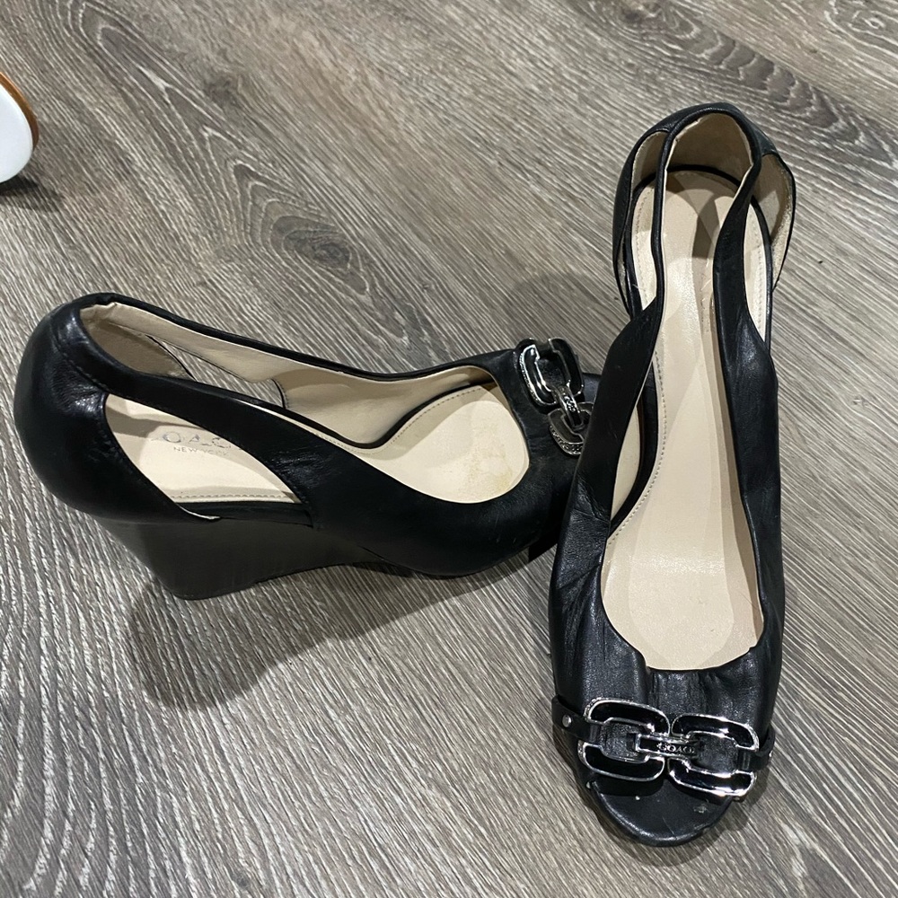 Coach Open Toe Pump Wedges size 8
